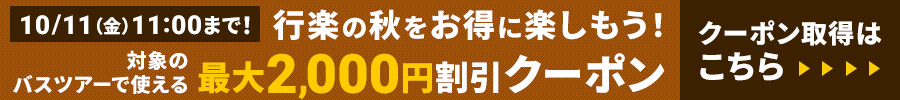 行楽の秋クーポン回遊10/11まで1 １１月３連休