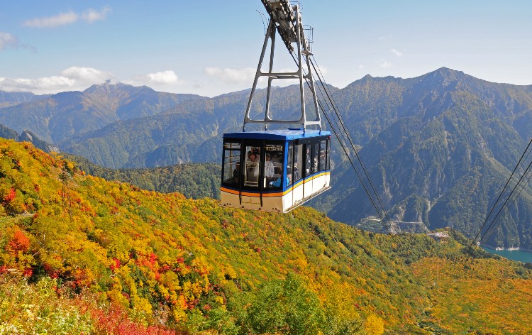  紅葉と立山ロープウェイ⑤／写真提供：立山黒部アルペンルート