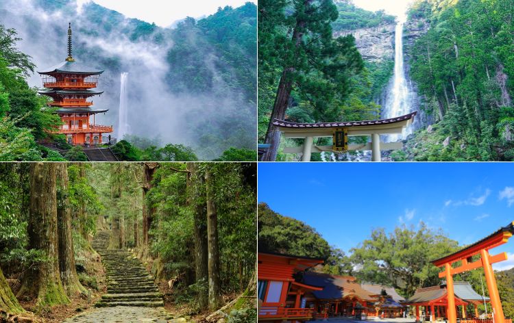 青岸渡寺三重の塔・那智の滝・那智大社・熊野古道（イメージ）　©公益社団法人 和歌山県観光連盟